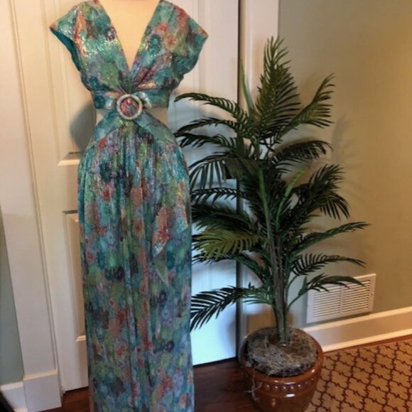 Ramy Brook Dresses & Skirts - RAMY  BROOK Aqua Maxi Dress Sparkly Side Cutouts NEW  W/TAGS $495 Summer Wedding